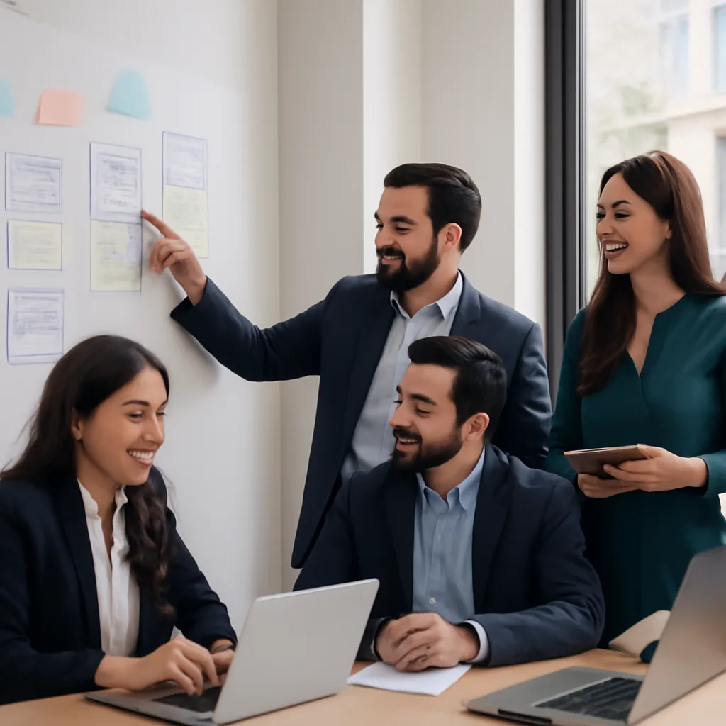 professional Pakistani software team collaborating in a modern